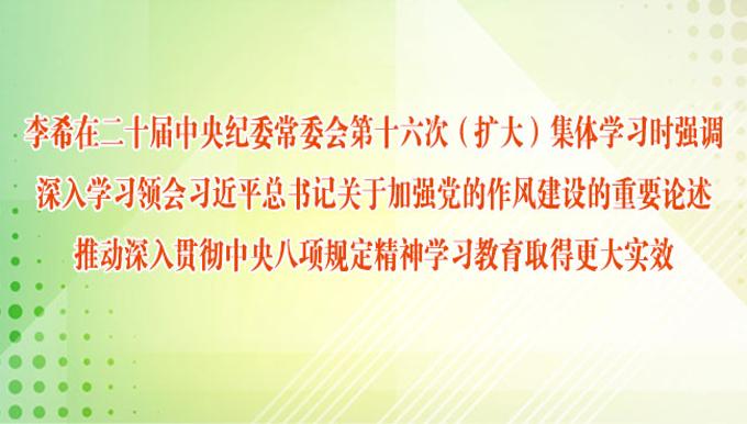 李希：深入学习领会习近平总书记关于加强党的作风建设的重要论述 推动深入贯彻中央八项规定精神学习教育取得更大实效